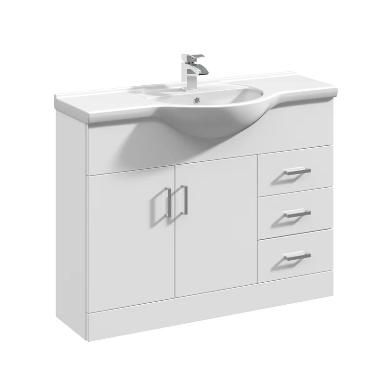 Layla 1050mm Floor Standing Vanity Unit & Basin - Gloss White