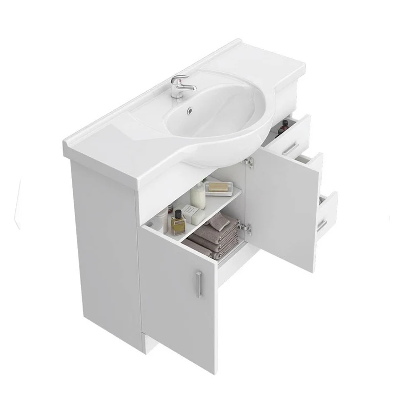 Layla 1050mm Floor Standing Vanity Unit & Basin - Gloss White
