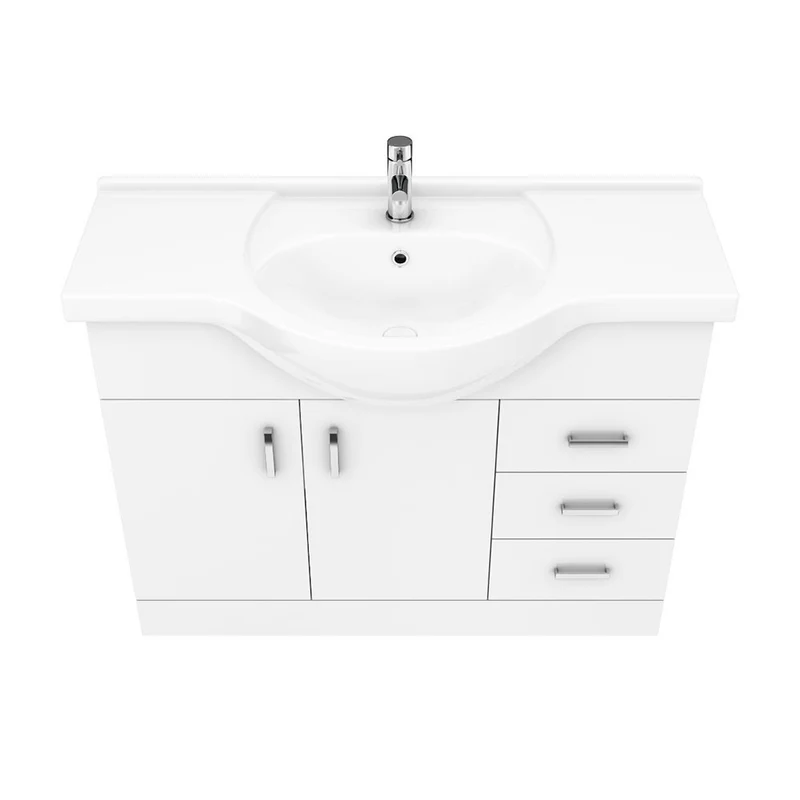 Layla 1050mm Floor Standing Vanity Unit & Basin - Gloss White