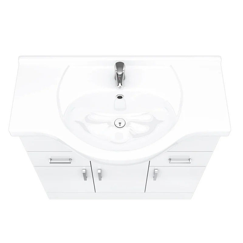 Layla 850mm Floor Standing Vanity Unit & Basin - Gloss White