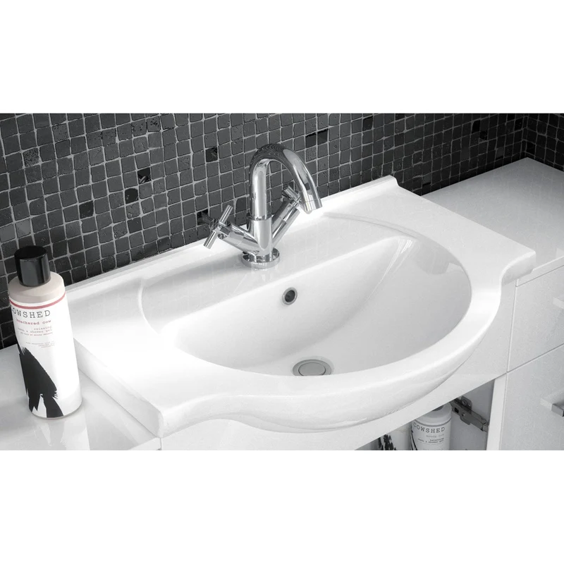 Layla 650mm Floor Standing Vanity Unit & Basin - Gloss White