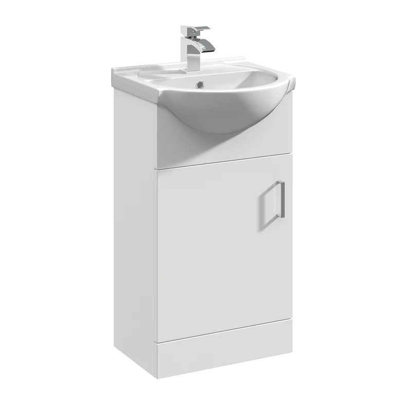 Layla 450mm Floor Standing Vanity Unit & Basin - Gloss White