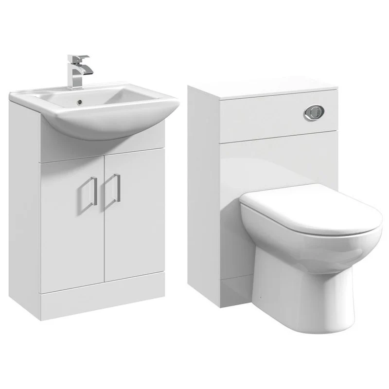 Layla 1015mm Furniture Pack With Basin, Back To Wall Toilet & Cistern - Gloss White