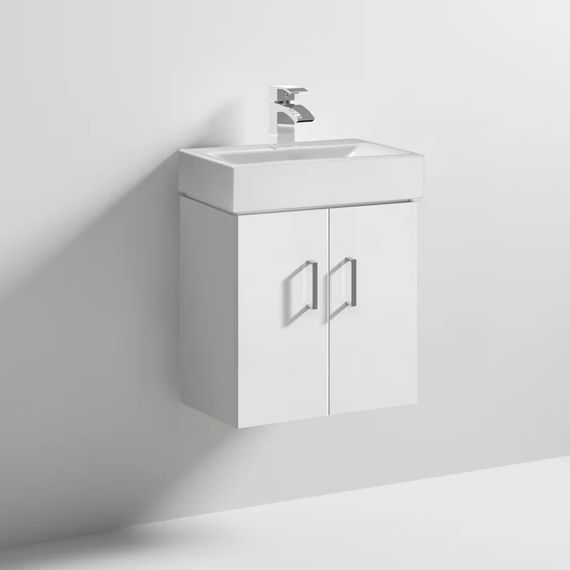 Layla 450mm Cloakroom Wall Hung Vanity Unit & Basin - Gloss White