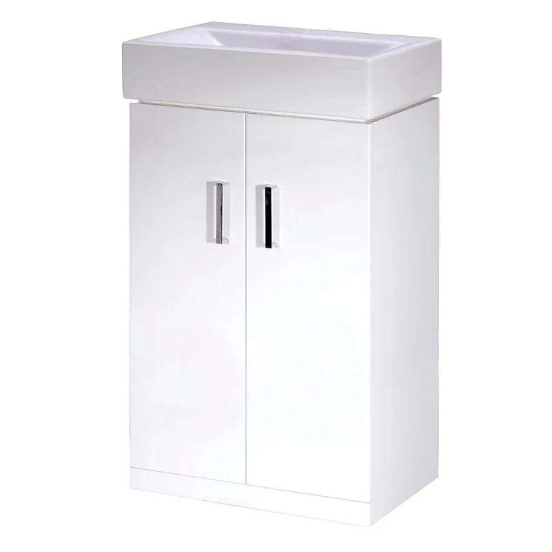 Layla 450mm Cloakroom Floor Standing Vanity Unit & Basin - Gloss White