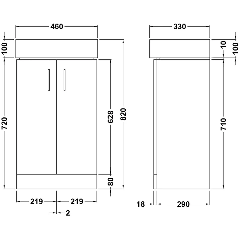 Layla 450mm Cloakroom Floor Standing Vanity Unit & Basin - Gloss White