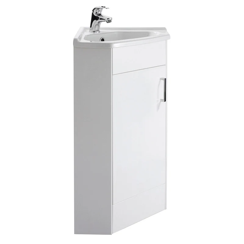 Layla 1 Door Corner Vanity Unit & Basin - Gloss White