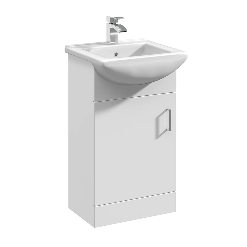 Layla 450mm Floor Standing Vanity Unit & Square Basin - Gloss White