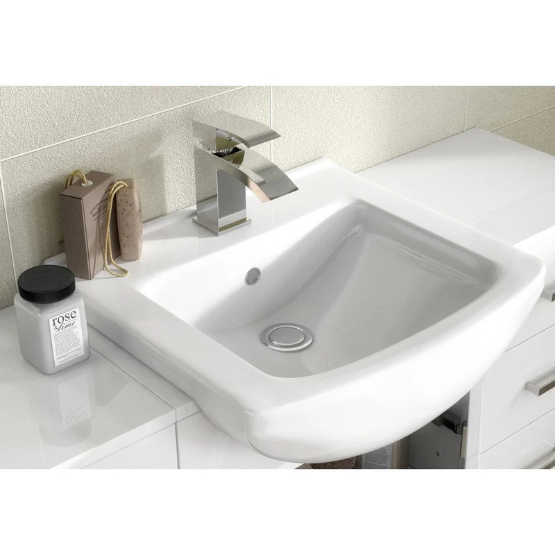 Layla 450mm Floor Standing Vanity Unit & Square Basin - Gloss White