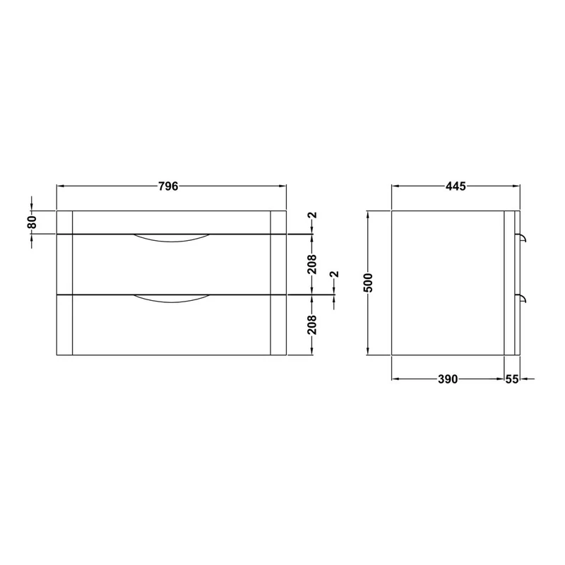 Marina 800mm Wall Hung Vanity Unit & Ceramic Basin - Gloss White