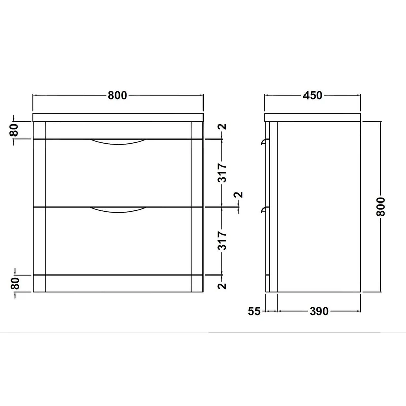 Marina 800mm Floor Standing Vanity Unit & Resin Basin - Gloss White