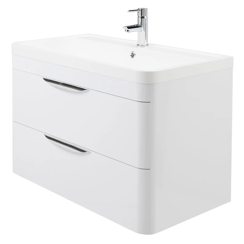 Marina 800mm Wall Hung Vanity Unit & Resin Basin - Gloss White
