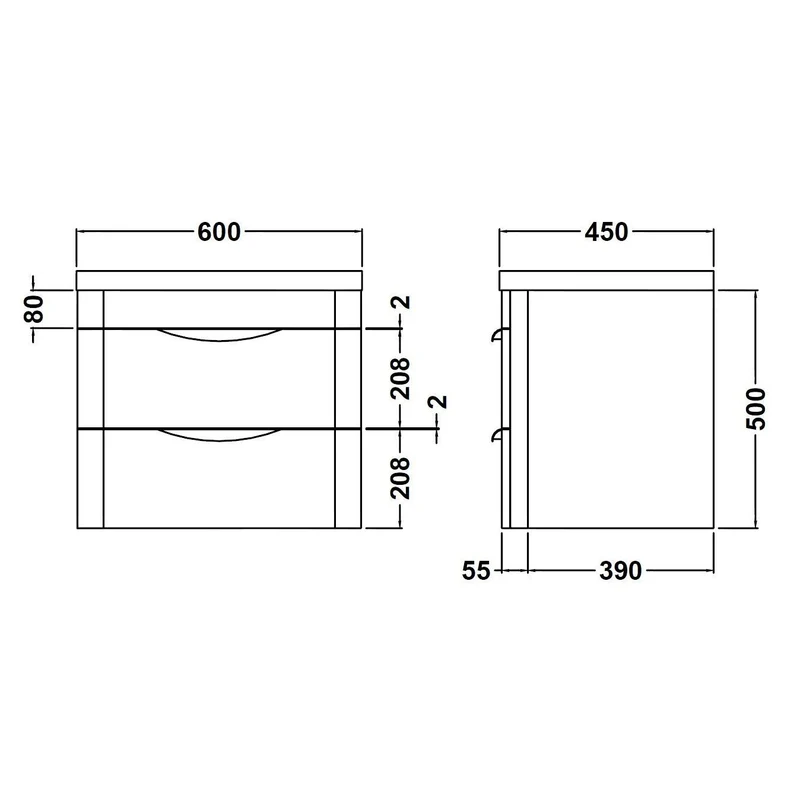 Marina 600mm Wall Hung Vanity Unit & Resin Basin - Gloss White