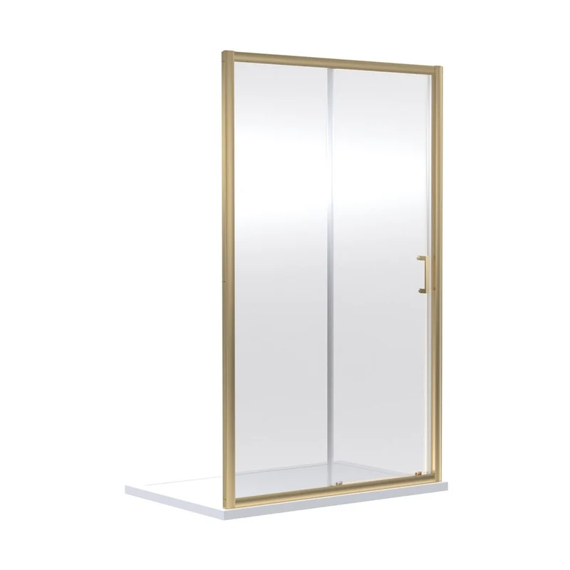 Nuie Rene 1900 X 1000mm Sliding Shower Door Contemporary Brushed Brass Aluminium 1900x990x44mm