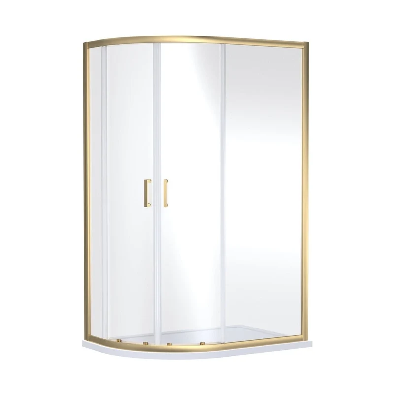 Nuie Rene 1900 X 1200 X 800mm Offset Quandrant Shower Enclosure Contemporary Brushed Brass Aluminium 1900x1180x780mm