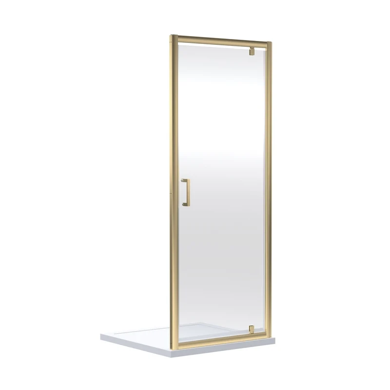 Nuie Rene 1900 X 900mm Pivot Shower Door Contemporary Brushed Brass Aluminium 1900x895x44mm