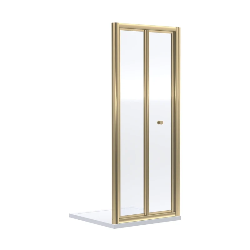 Nuie Rene 1900 X 900mm Bi-fold Shower Door Contemporary Brushed Brass Aluminium 1900x890x39mm