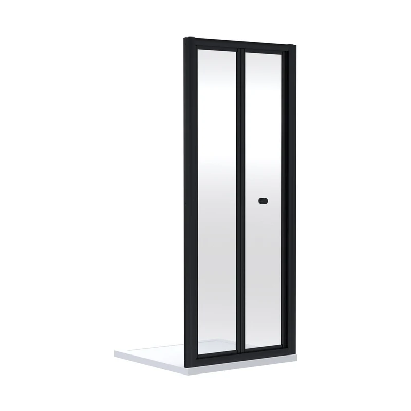 Nuie Rene 1900 X 760mm Bi-fold Shower Door Contemporary Matt Black Aluminium 1900x750x39mm