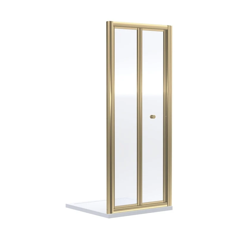 Nuie Rene 1900 X 760mm Bi-fold Shower Door Contemporary Brushed Brass Aluminium 1900x750x39mm