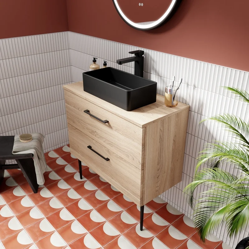Nuie Handles Wall Hung Vanity Decorative Leg Set Contemporary Black Stainless Steel 260x70x70mm