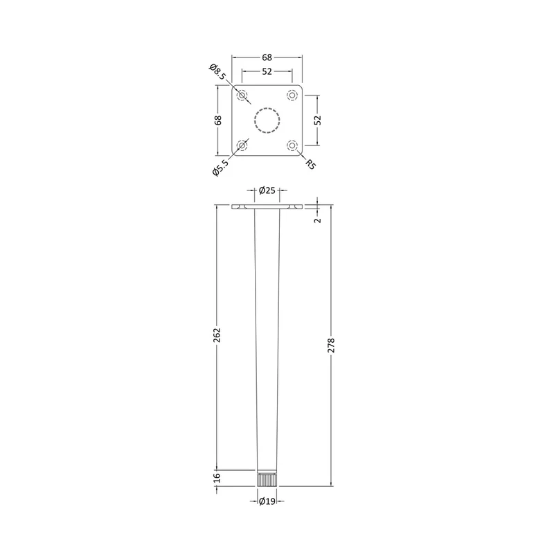 Nuie Handles Wall Hung Vanity Decorative Leg Set Contemporary Chrome Stainless Steel 260x70x70mm