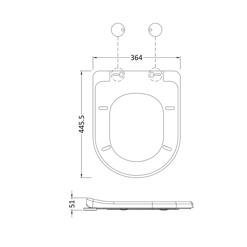 Nuie Toilet Seats D Shaped Soft Close Toilet Seat Contemporary Gloss White Urea 70x364x446mm - NTS004B