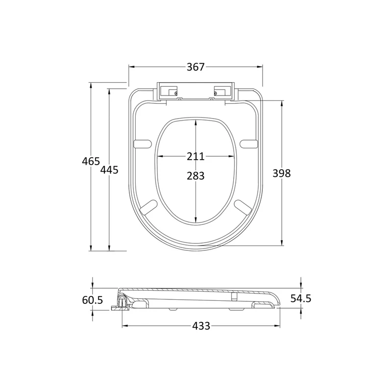 Nuie D Shaped Soft Close Toilet Seat Contemporary White Polypropylene 47x365x465mm