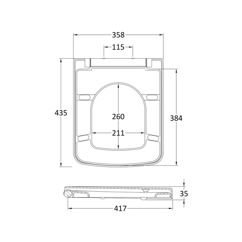 Nuie Soft Close Toilet Seat Contemporary White Stainless Steel Nylon,urea 53x358x435mm