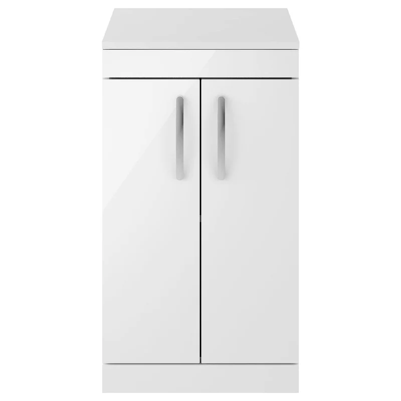 Cape 500mm Floor Standing 2 Door Vanity Unit & Worktop - Gloss White