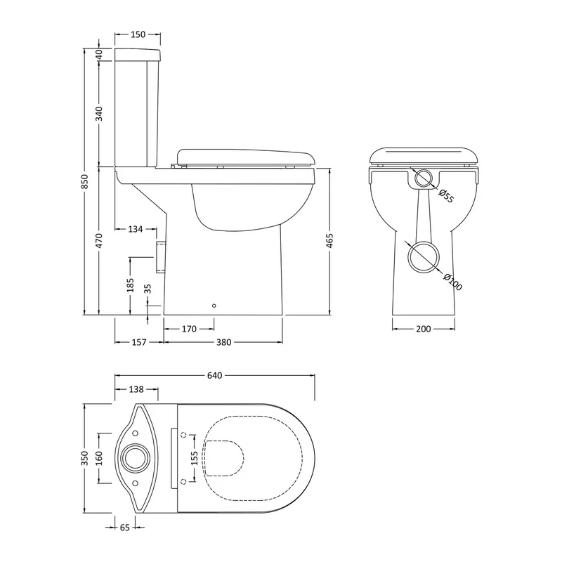 Jenson Comfort Height Close Coupled Toilet & Soft Close Seat