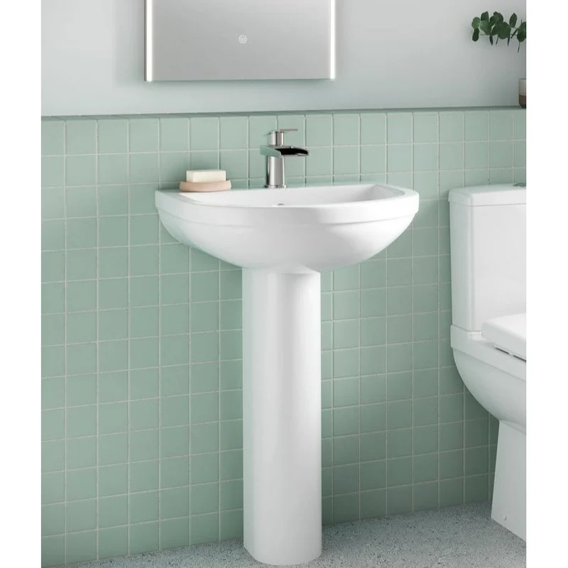 Jenson 550mm Basin With 1 Tap Hole & Full Pedestal