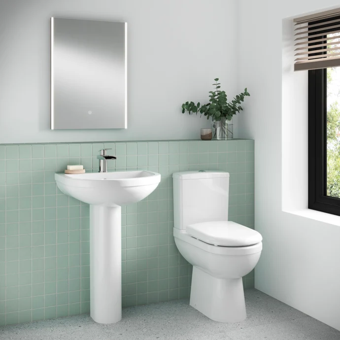 Jenson 550mm Basin With 1 Tap Hole & Full Pedestal