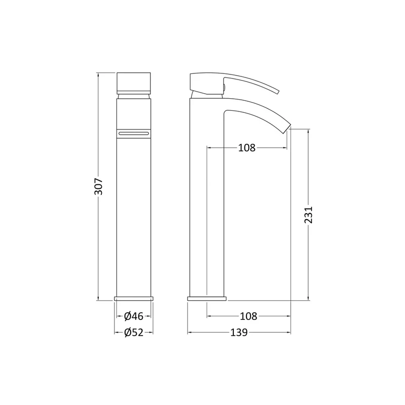 Nuie Vibe High Rise Mixer Contemporary Chrome Brass,plastic 307x52x139mm