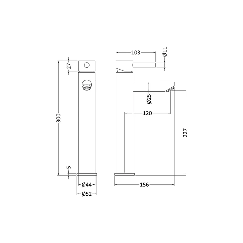 Nuie Series Two High Rise Mixer Contemporary Chrome Brass,plastic 300x52x156mm