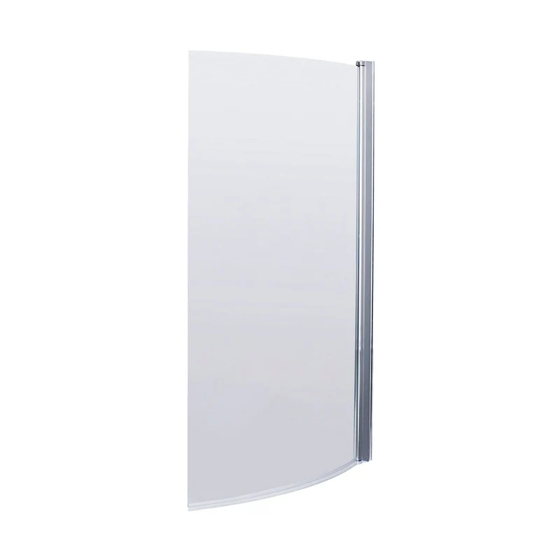 Nuie Curved Bath Screen Contemporary Chrome Aluminium 1430x858x38mm