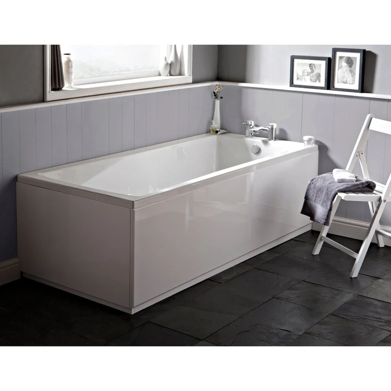Nuie Linton Eternalite Square Single Ended Bath 1700 X 700mm Contemporary White Acrylic Eternalite