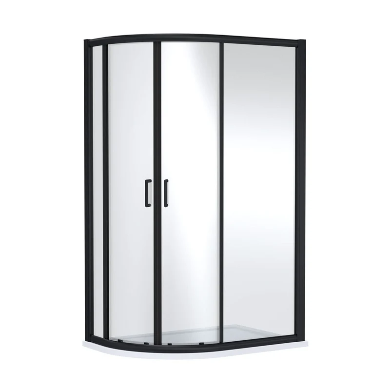 Nuie Lucie 1200mm X 800mm Offset Quadrant - Matt Black Contemporary Aluminium,glass 1900x1180x780mm