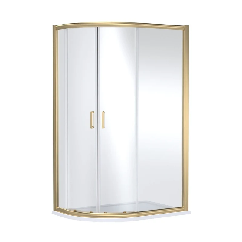 Nuie Lucie 1200mm X 800mm Offset Quadrant - Brushed Brass Contemporary Aluminium,glass 1900x1180x780mm