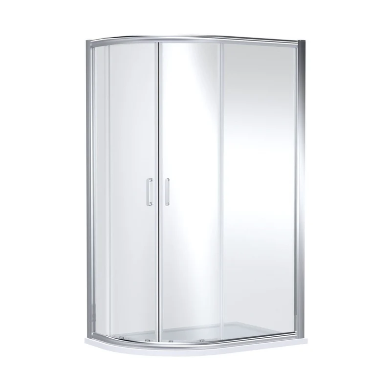 Nuie Lucie 1200mm X 800mm Offset Quadrant - Chrome Contemporary Aluminium,glass 1900x1180x780mm