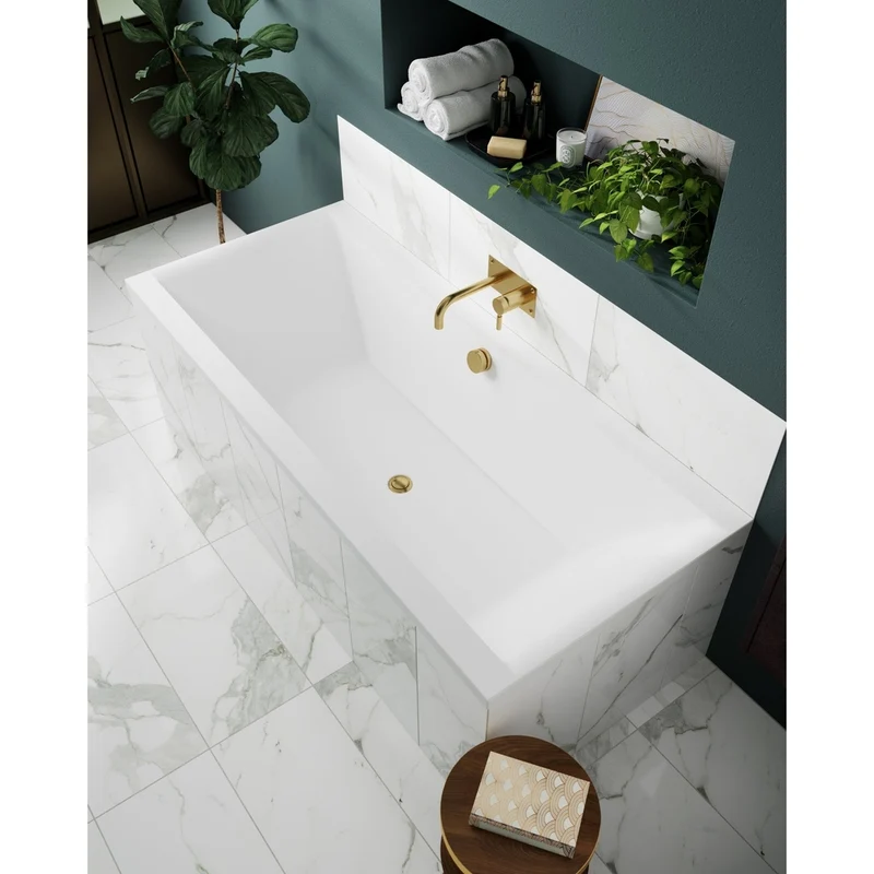 Nuie Asselby Square Double Ended Bath 1800 X 800mm Contemporary White Acrylic