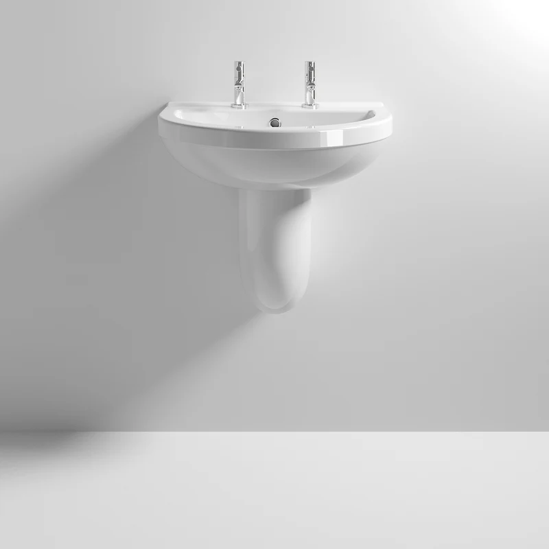 Jenson 550mm Basin With 2 Tap Hole & Semi Pedestal