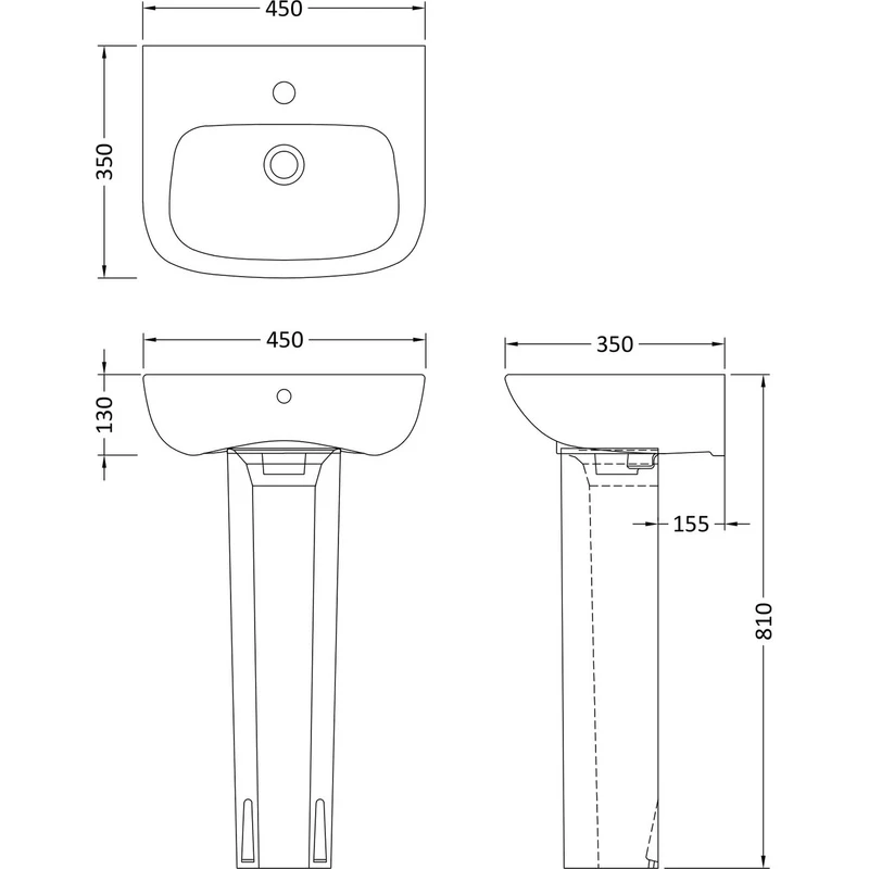 Moby 450mm Basin & Full Pedestal