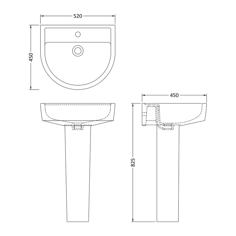 Capri 520mm Basin & Full Pedestal