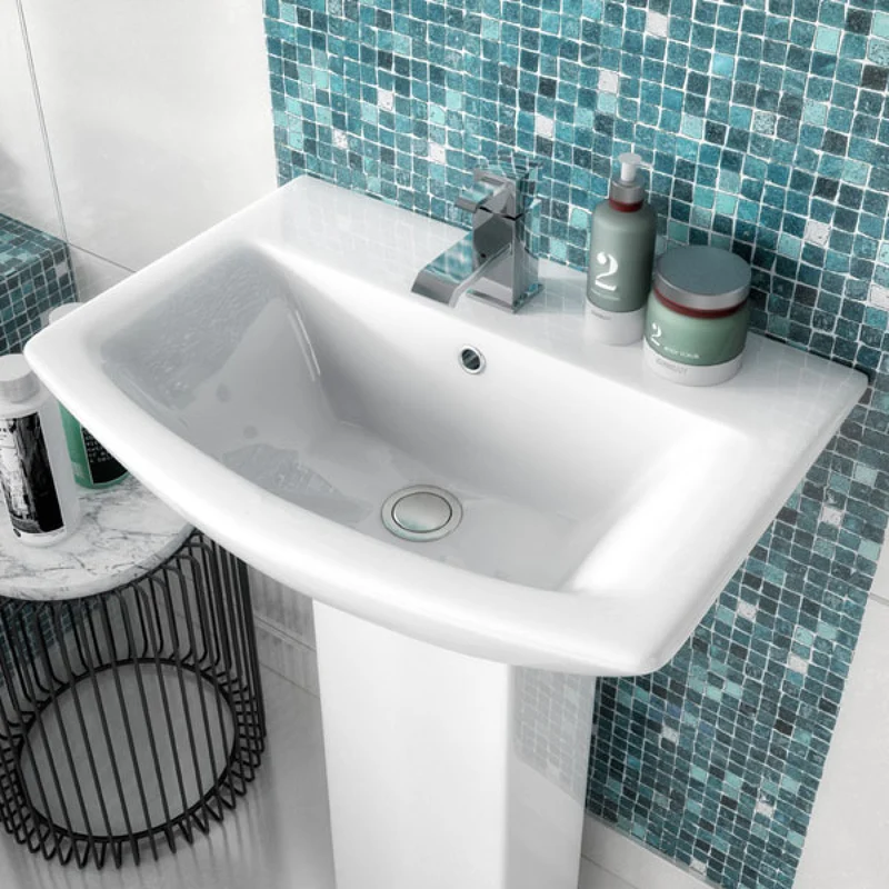 Marina Square 600mm Basin & Full Pedestal