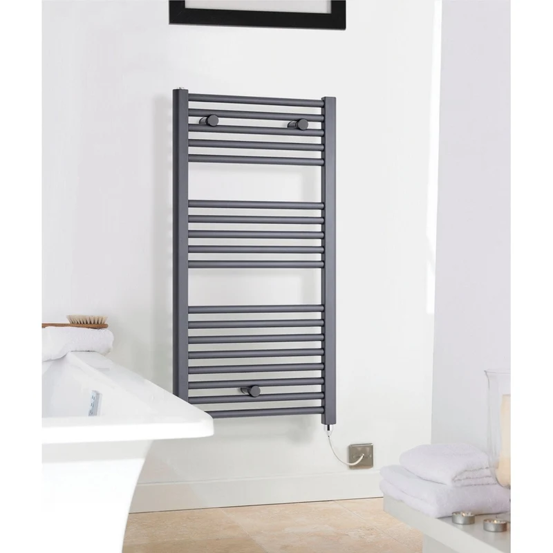 Nuie Electric Towel Rail Contemporary Anthracite Steel 720x400x30mm
