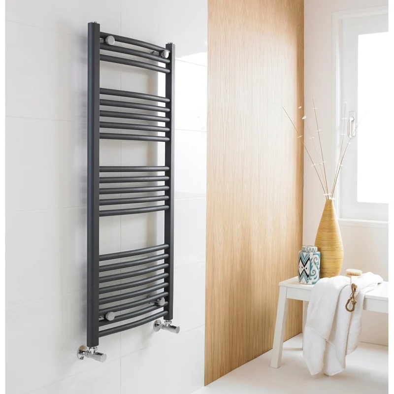 Nuie Curved Ladder Rail Contemporary Anthracite Steel 1150x500x44mm