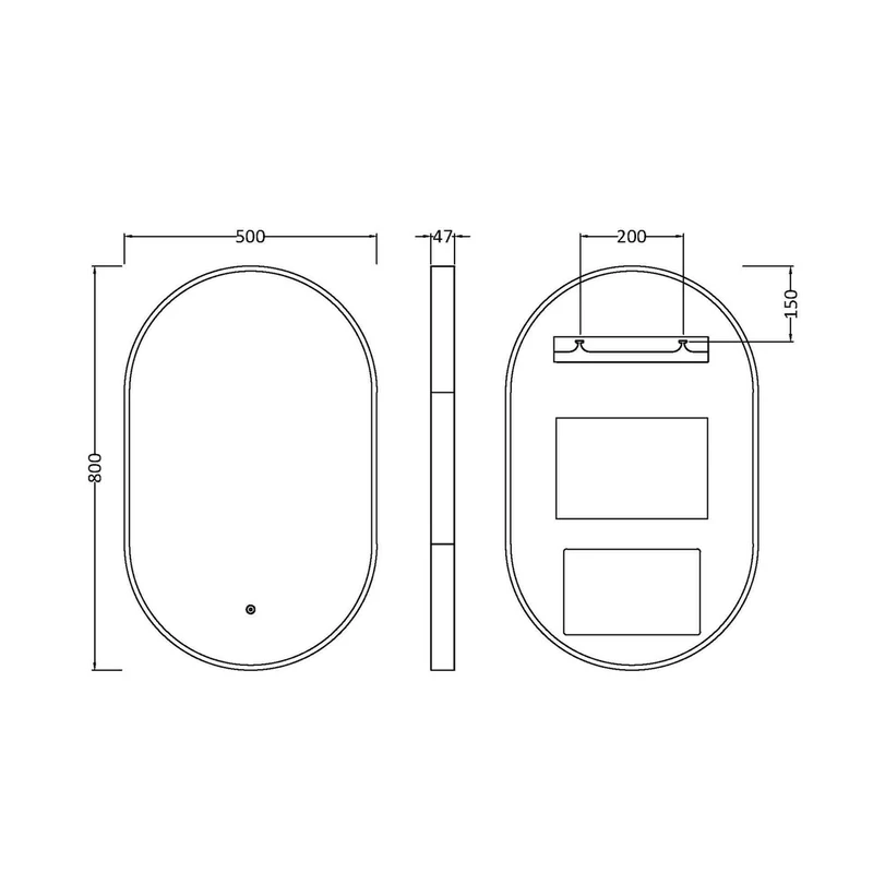 Nuie Columba Polished Chrome Frame Led Mirror - 800 X 500mm Contemporary Aluminium 800x500x47mm