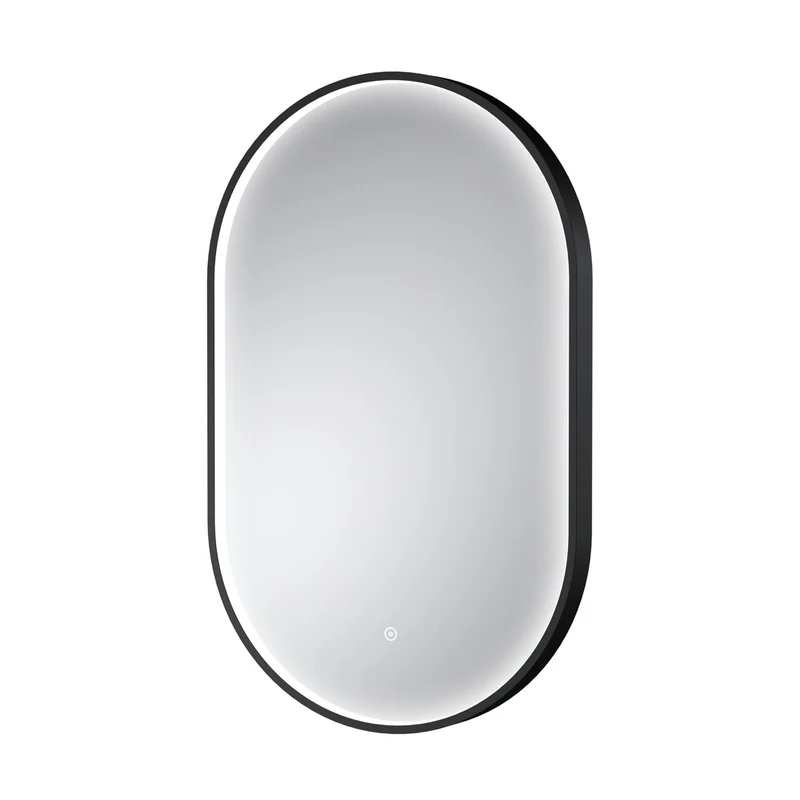 Nuie Columba Black Frame Led Mirror - 800 X 500mm Contemporary Aluminium 800x500x47mm