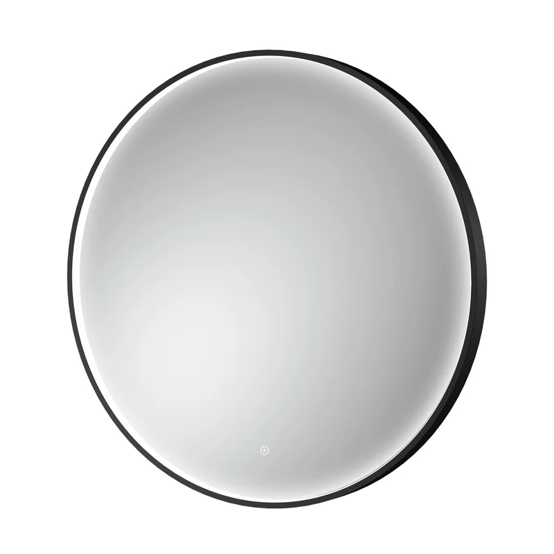 Nuie Mensa Black Frame Led Mirror - 800mm Contemporary Aluminium 800x800x47mm