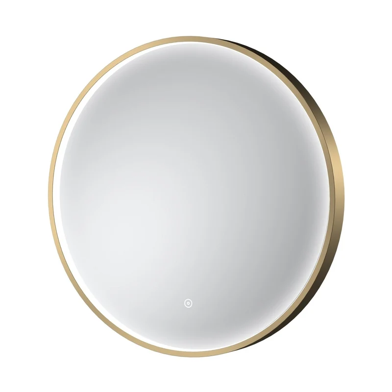 Nuie Mensa Brushed Brass Frame Led Mirror - 600mm Contemporary Aluminium 600x600x47mm
